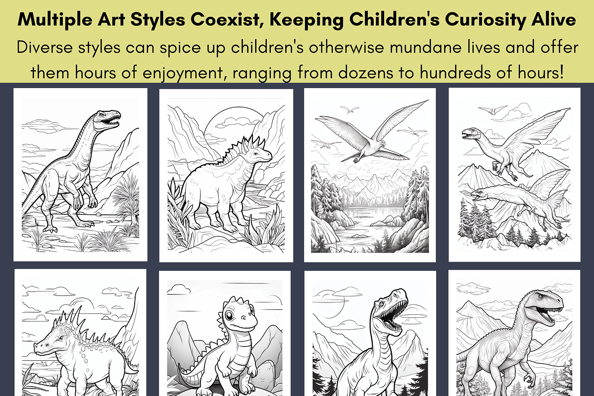 127 Kawaii Dinosaur Coloring Pages, a Brochure Template by LA Design (Photo 4 of 10)