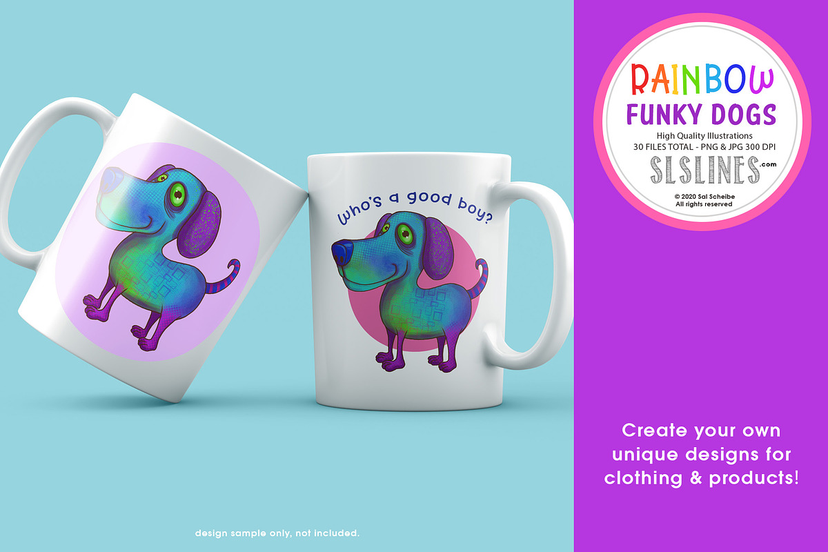 Rainbow Funky Dog Illustrations PNG, an Illustration by SLS Lines (Photo 9 of 10)