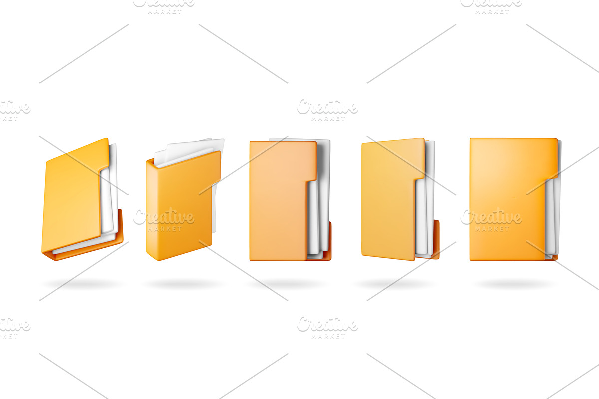 3D set of business folder full of, an Object Illustration by Abscent