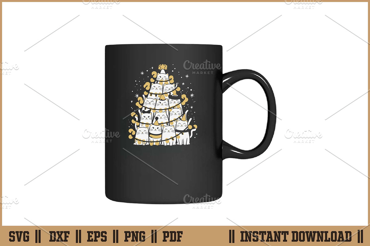 Cats Christmas Tree Cat Lover SVG, a Seasonal Illustration by Handy Arts Studio (Photo 3 of 3)