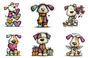 Whimsical Valentines Day Dog Clipart, an Illustration by CreationArt (Thumbnail 3 of 7)