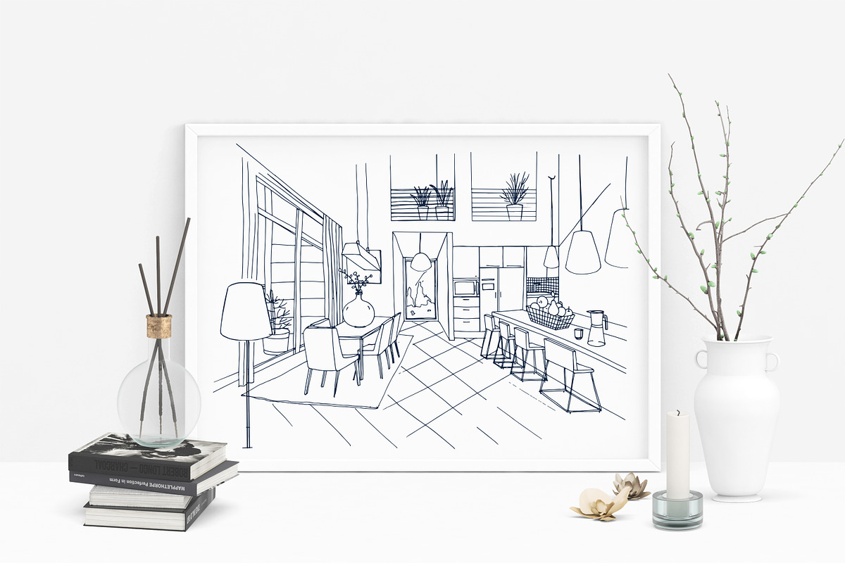 Cottage hand drawn interior, a Decorative Illustration by Good Studio (Photo 4 of 5)
