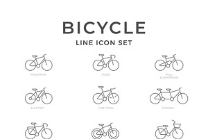 Set line icons of bicycle, an Outline Icon by motorama