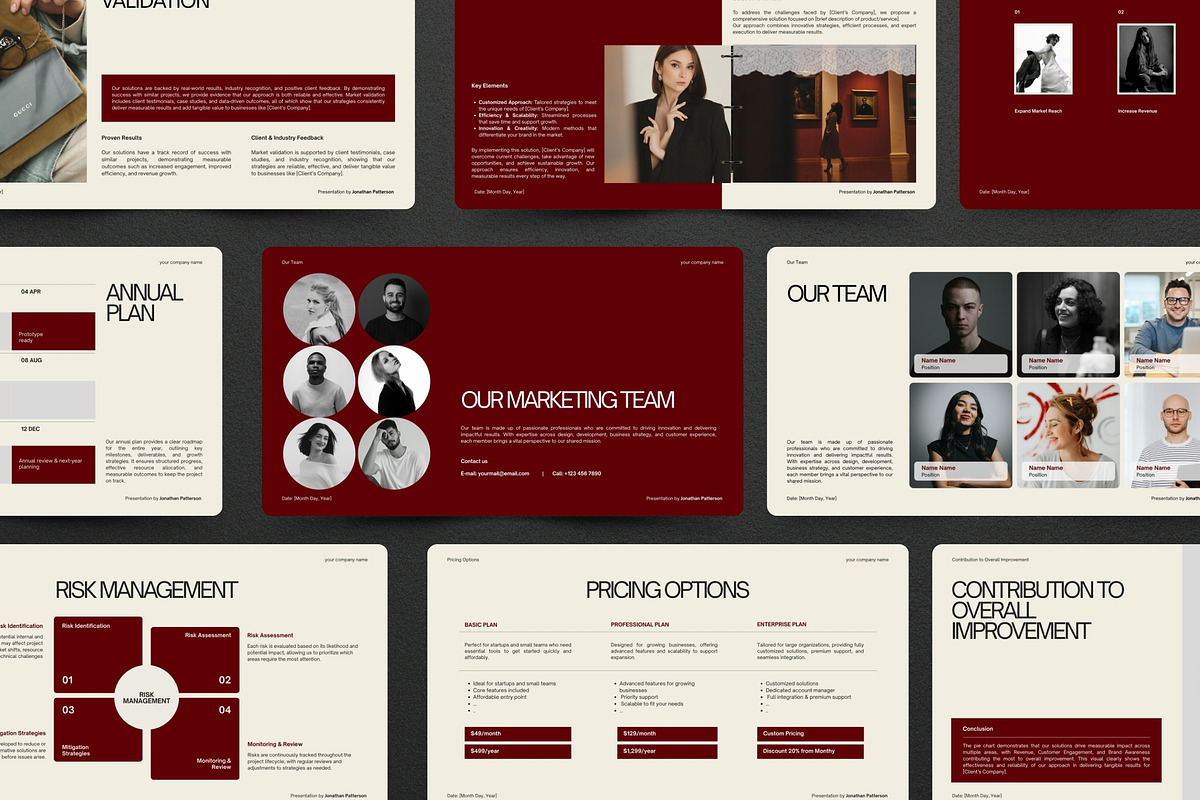 Burgundy Business Strategy Deck, a Presentation Template by Pani Temp. (Photo 8 of 13)
