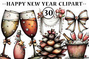 Watercolor Happy New Year Clipart, an Illustration by CreationArt (Thumbnail 1 of 5)