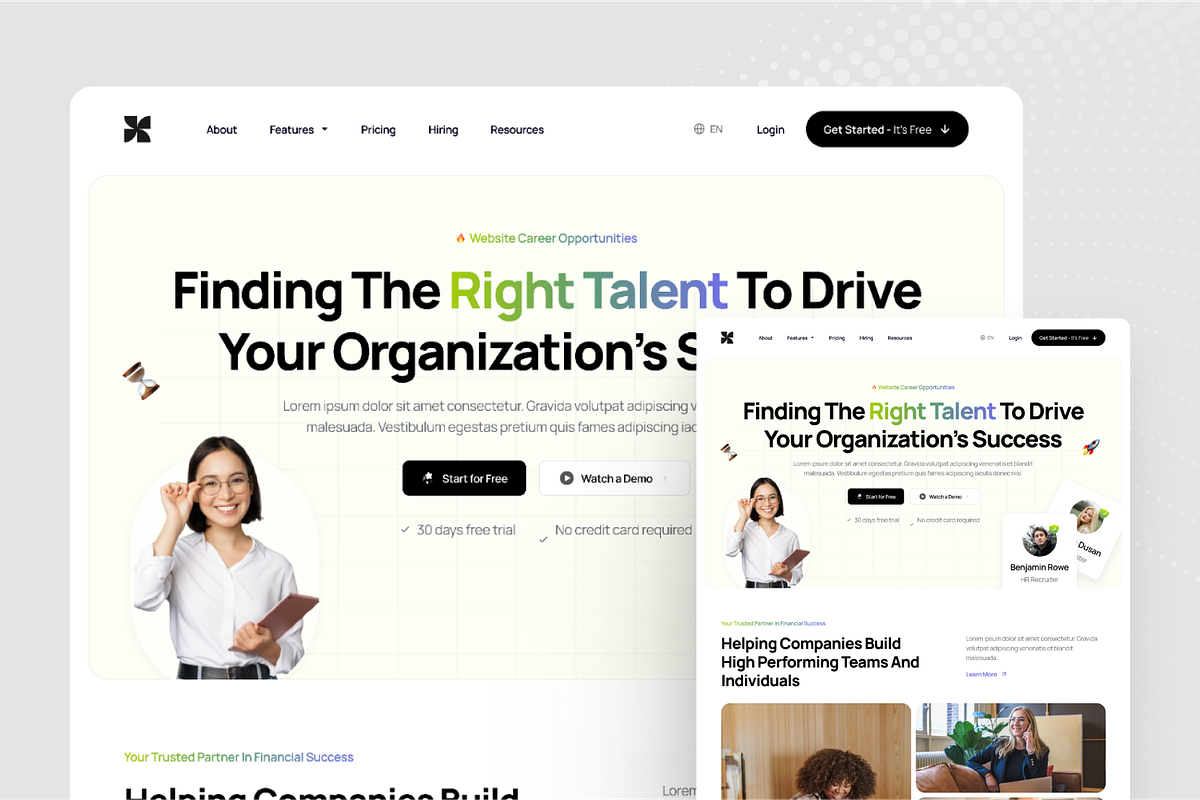 JobHive HR Recruitment Landing Page, a Landing Page Template by SquidPixey (Photo 2 of 5)
