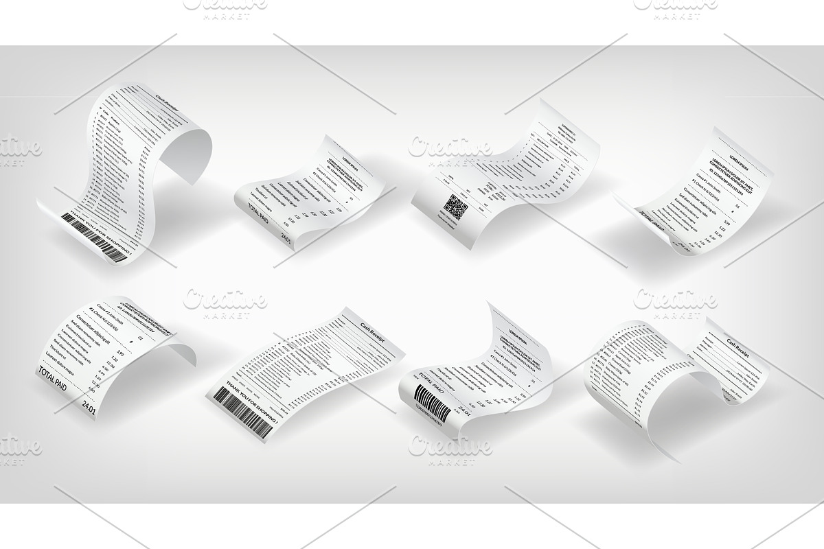 Payment check and receipts with, a Finance Illustration by the8monkey