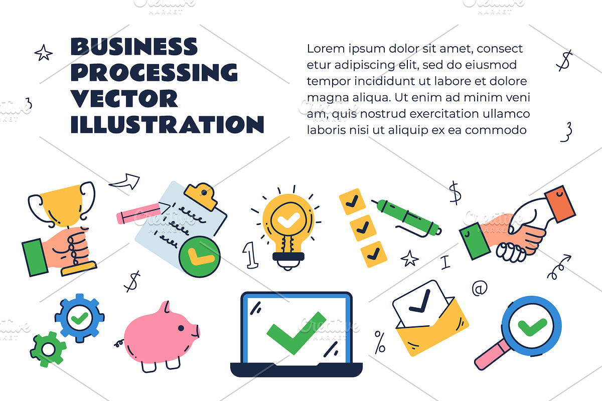 Business line art presentation slide, a Templates & Theme by PrettyVectors (Photo 1 of 2)
