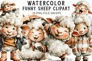 Watercolor Funny Sheep Clipart, an Illustration by Libby Wishes (Thumbnail 1 of 7)