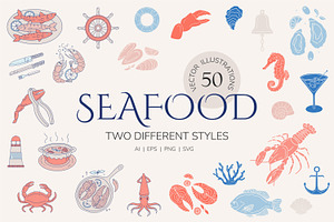 Seafood illustrations Set