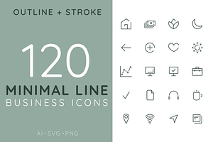 120 Minimal Line Business Icons, an Icon by Marcelina Pulcini Designs