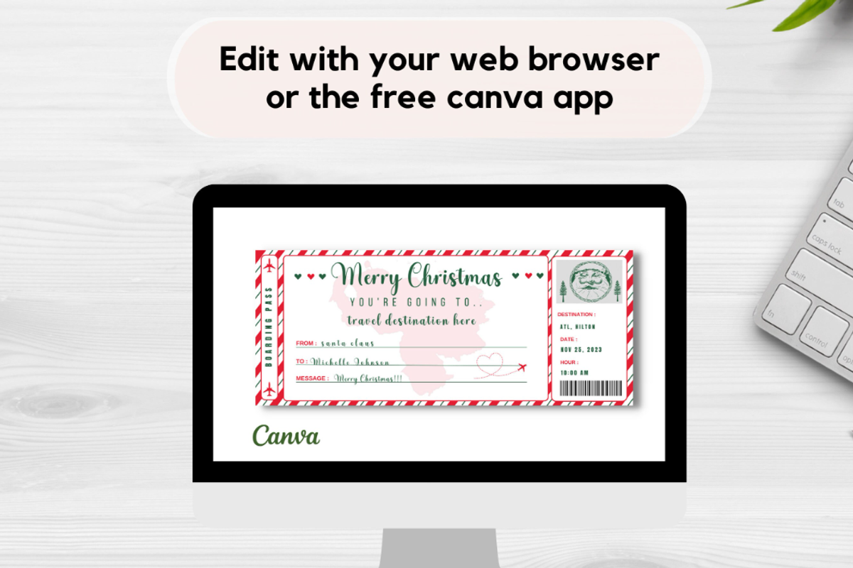 Christmas Plane Boarding Pass, a Card Template by YasdeyDesigns (Photo 4 of 8)