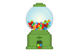 Gumball Machine Toy Or Commercial Device, Which Dispenses Round Gumballs