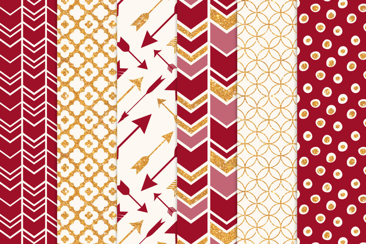 Ruby Red & Gold Glitter Patterns, a Pattern Graphic by Amanda Ilkov (Photo 3 of 3)