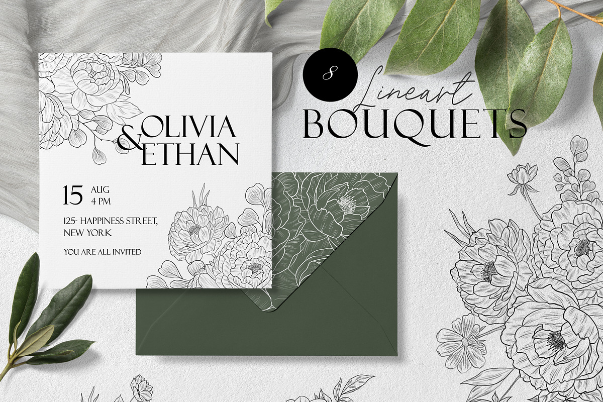 Line Art Flowers Collection, a Decorative Illustration by Letters-Shmetters (Photo 4 of 10)