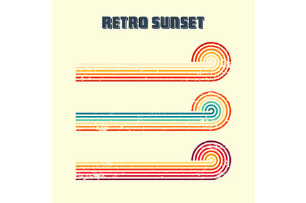 Grunge horizontal vintage sunsets, an Object Illustration by 32pixels