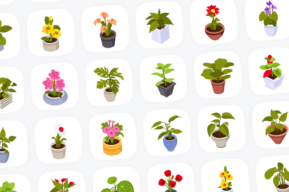 Flower and Plants Isometric Icons, a Duotone Icon by Brickclay (Photo 6 of 7)