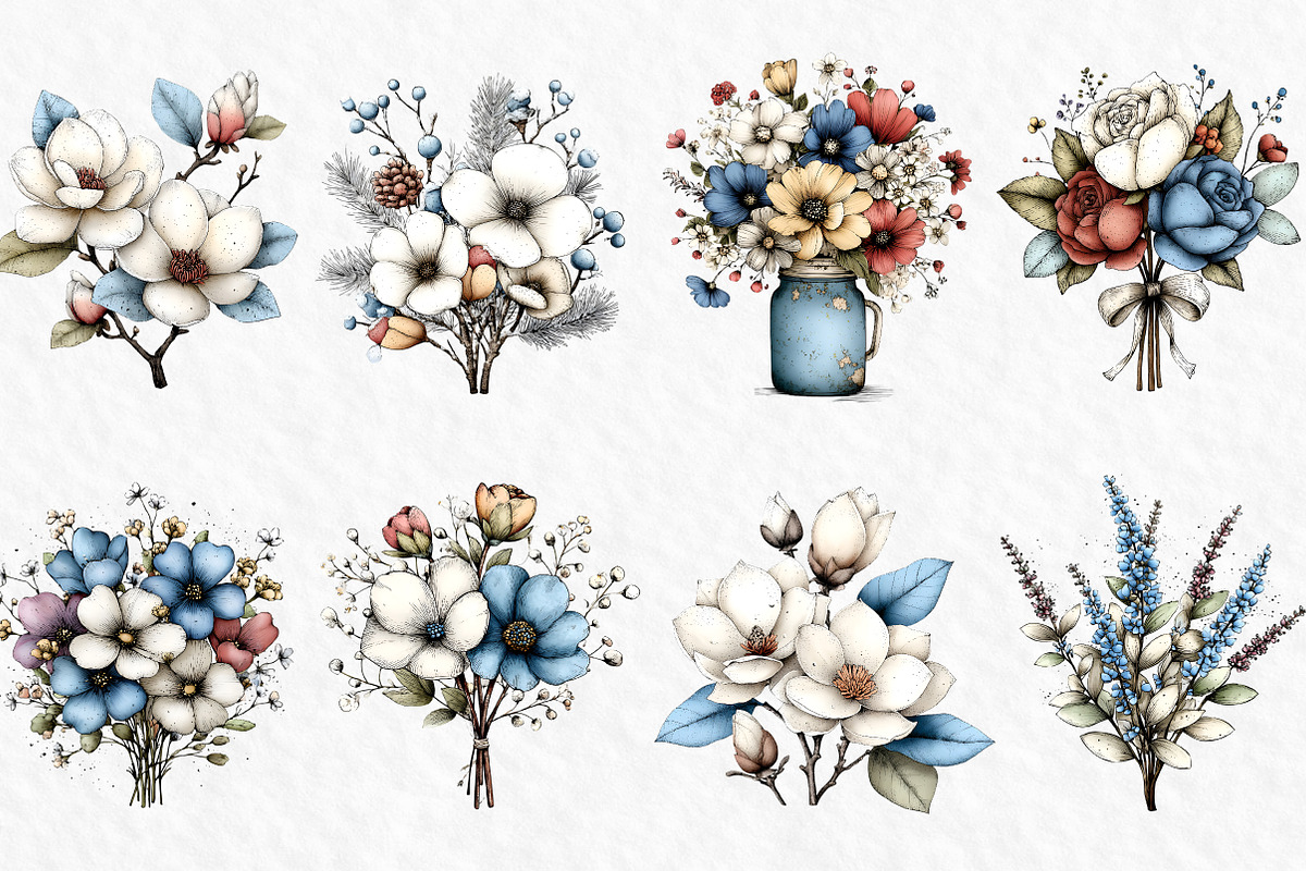 Flowers Arrangements Clipart, an Illustration by Watercolor design (Photo 2 of 6)