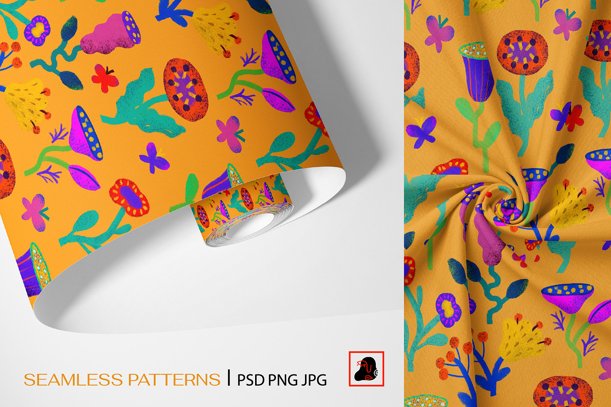 Funky Florals - Seamless Patterns, a Pattern Graphic by Alona Savchuk (Photo 2 of 7)