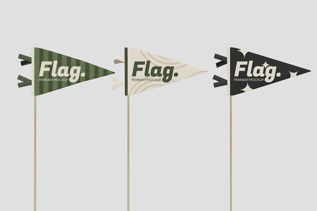 Pennant Flag Mockup, an Advertising Mockup by Permadi Creative (Photo 2 of 5)
