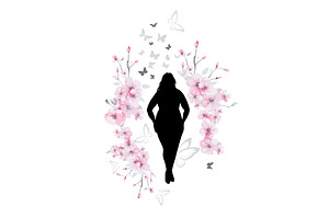Full woman silhouette and cherry, a Person Illustration by Nenahliadava Design