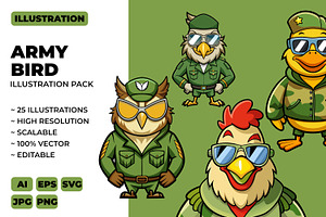 Bird Mascot With Soldier Costume
