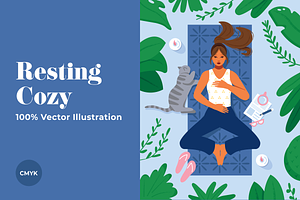 Resting Cozy Yoga Illustration, a Person Illustration by @JennyPaintsWithPixels
