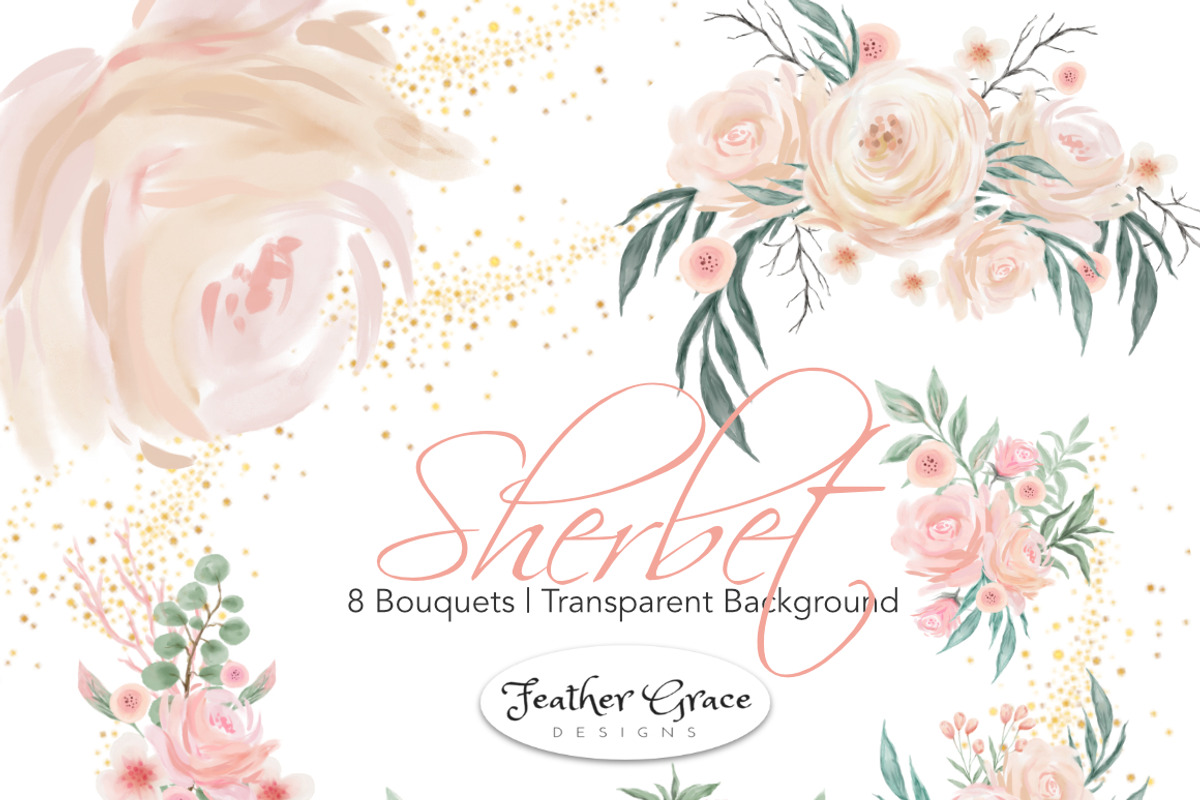 Watercolor Flowers - Sherbet, an Illustration by Feather Grace Designs (Photo 2 of 7)