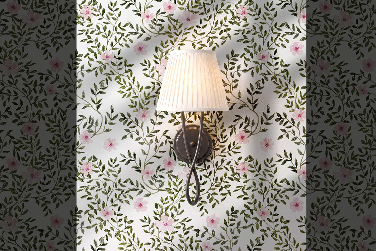 Dark Vine Watercolor Pattern, a Wallpaper Graphic by Webvilla Studio (Photo 3 of 6)