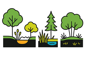 Illustration of diverse trees and, an Illustration by ZinetroN