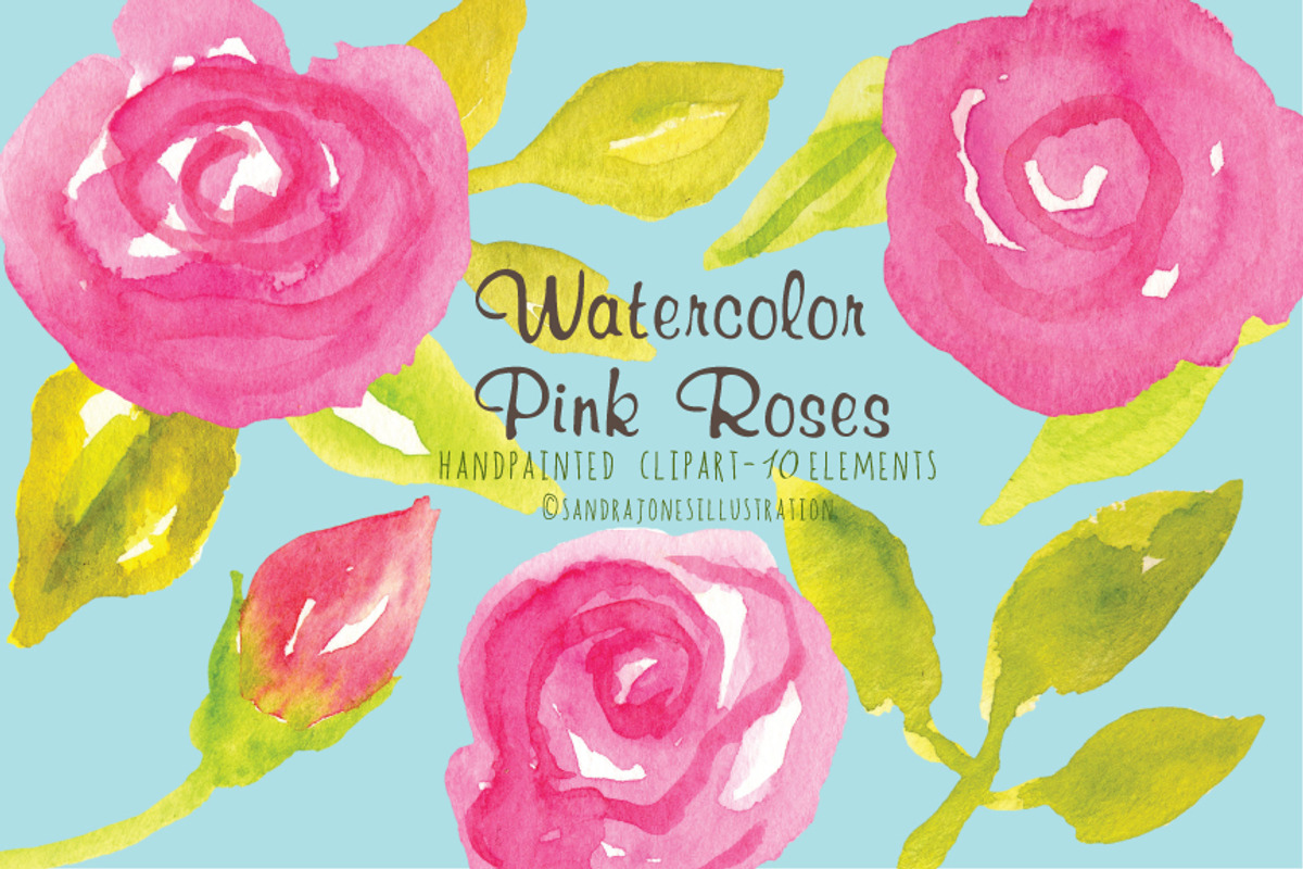 Watercolor Pink Roses, an Illustration by Sandra Jones Art (Photo 2 of 4)