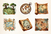 Old Maps Designs Clipart, an Illustration by DreamArtGraphic (Thumbnail 4 of 4)