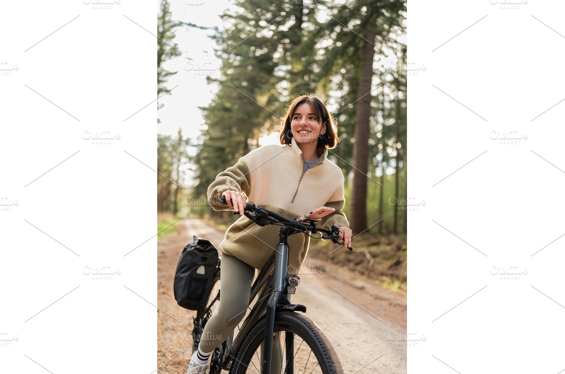 Fit traveler rides a bike along, a Nature Photo by AD Stock Images