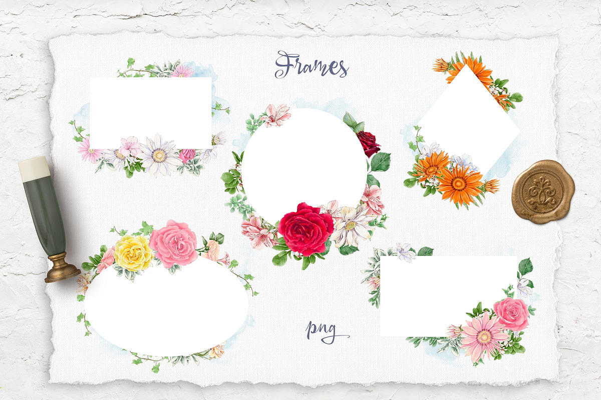 Watercolor Flowers clipart big set, a Decorative Illustration by Yuliya Art (Photo 9 of 16)