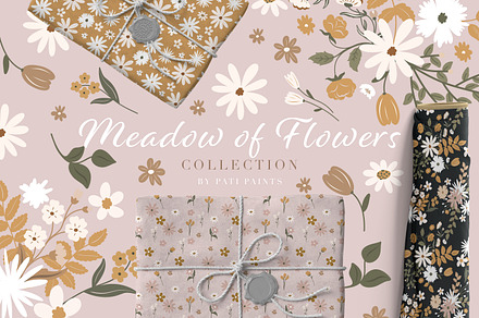 Meadow of Flowers Vector Collection, a Texture Illustration by Pati Paints