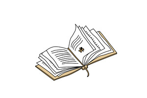 Hand drawn open book with a bookmark, an Education Illustration by Toltemara
