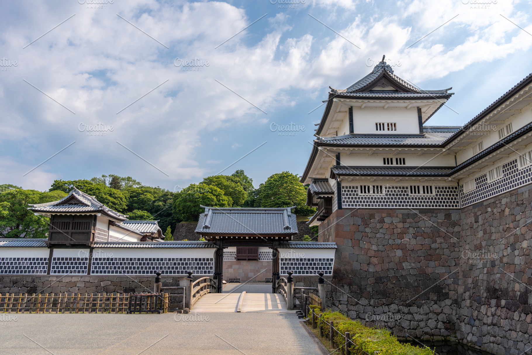 Kanazawa Castle and Moat in Japan on Summer Day, an Architecture Photo by GoodGoods