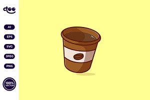 Simple Paper Cup With Coffe Cartoon