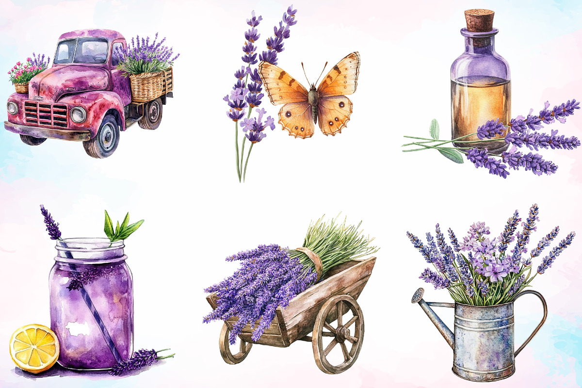 Watercolor Countryside Lavender PNG, an Illustration by Canvas Craft (Photo 2 of 4)