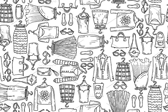 Pattern with sketches of clothes preview 2