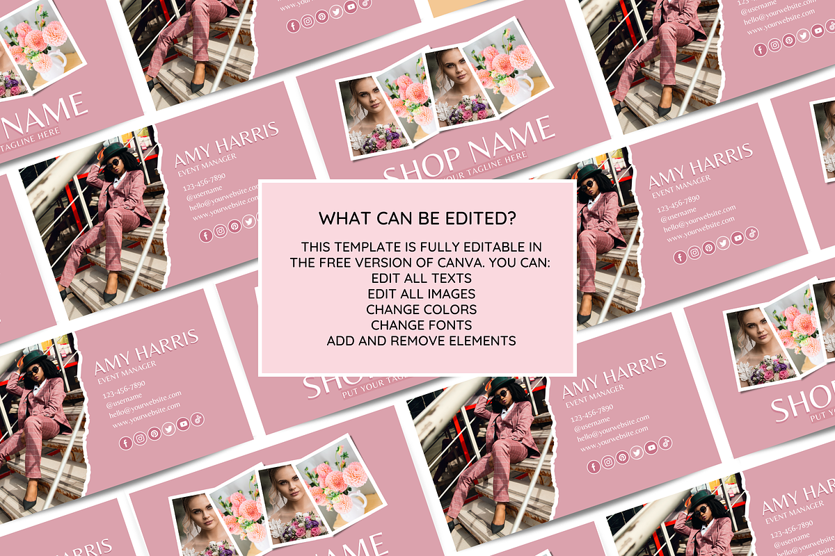 Blush Pink Business Card, a Business Card Template by SunshineStudioBoutique (Photo 3 of 10)