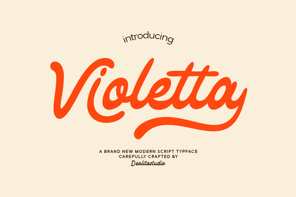 Violetta - Bold Groovy Retro Script, a Script Font by dealitastudio (Photo 1 of 10)