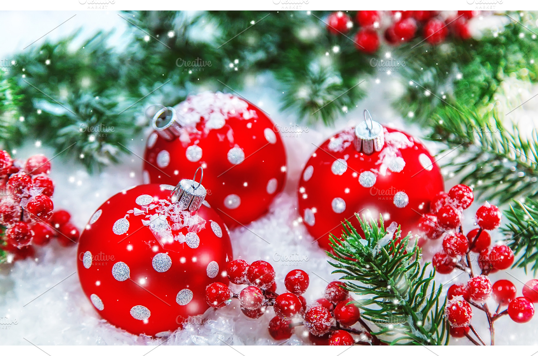 Christmas cards with snow and decor, a Holiday Photo by yanadjana