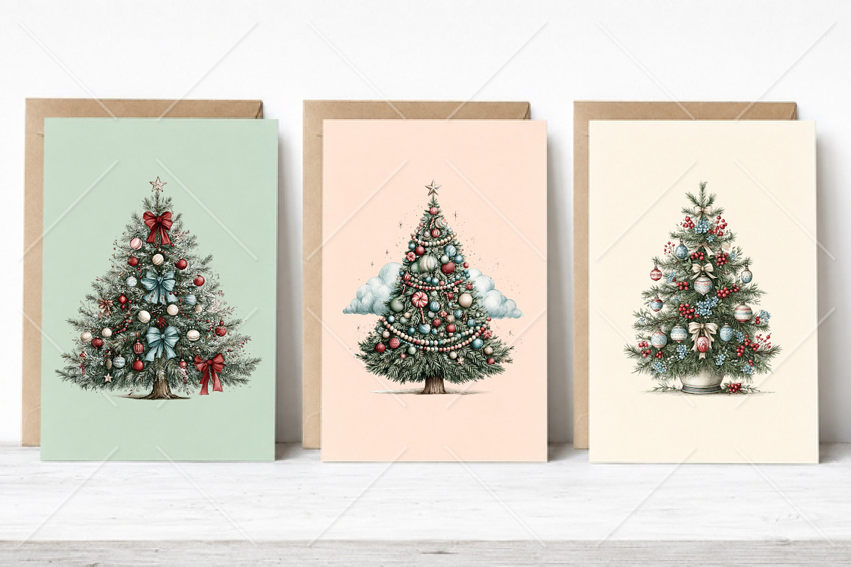 Whimsical Christmas Tree Clipart, a Seasonal Illustration by Canvas Craft (Photo 4 of 10)