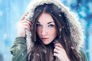Beautiful girl on winter portrait