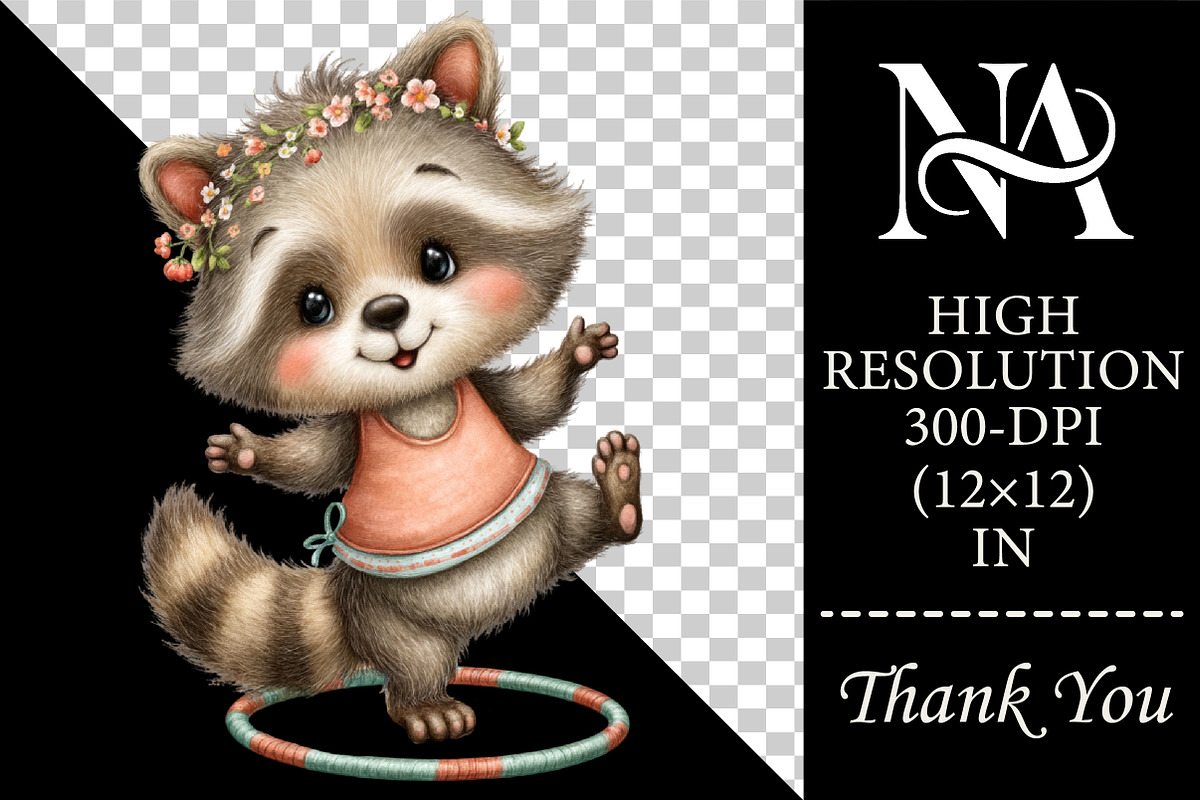 Quirky Raccoon Trash Summer Graphic, an Illustration by RobertsArt (Photo 5 of 6)