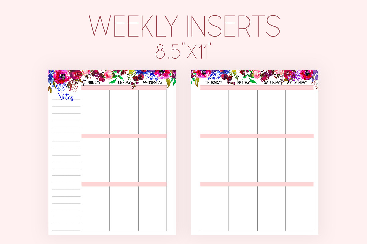 Weekly Planner Inserts 8.5x11 Navy, a Stationery Template by EasyLifePlanners (Photo 1 of 2)