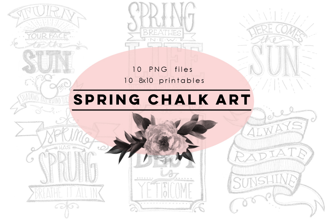 Spring Chalkboard Art, an Object Graphic by Rhonna Designs