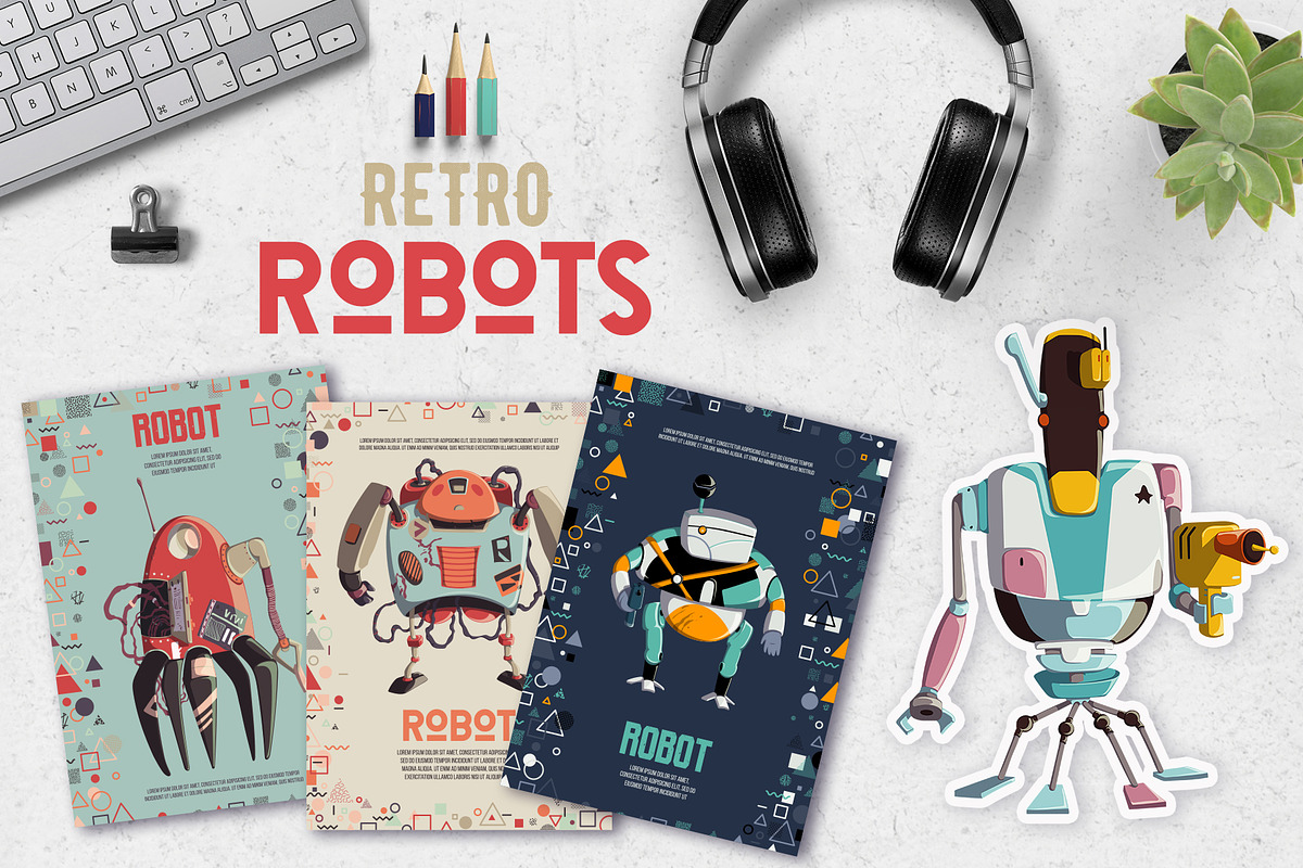Retro robots, an Object Illustration by kateja (Photo 1 of 7)