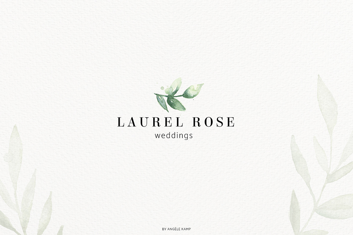 Premade Logos watercolor greenery, a Branding & Logo Template by Angele Kamp (Photo 10 of 10)